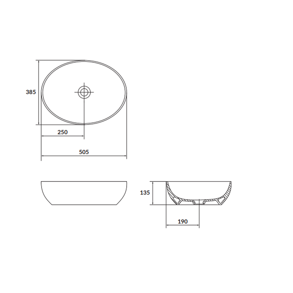 Lavoar pe blat alb mat 50 cm, oval, Cersanit Larga [3]