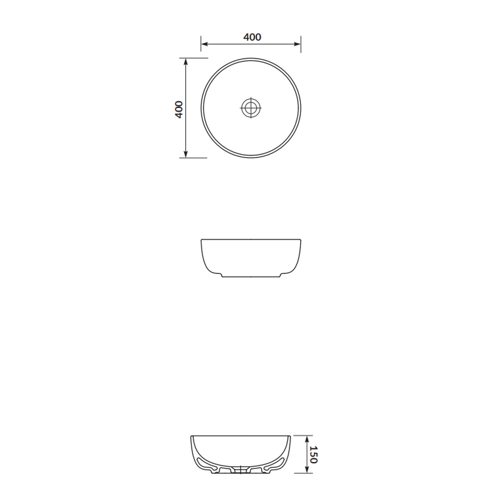 Lavoar pe blat alb 40 cm, rotund, Cersanit Moduo [3]
