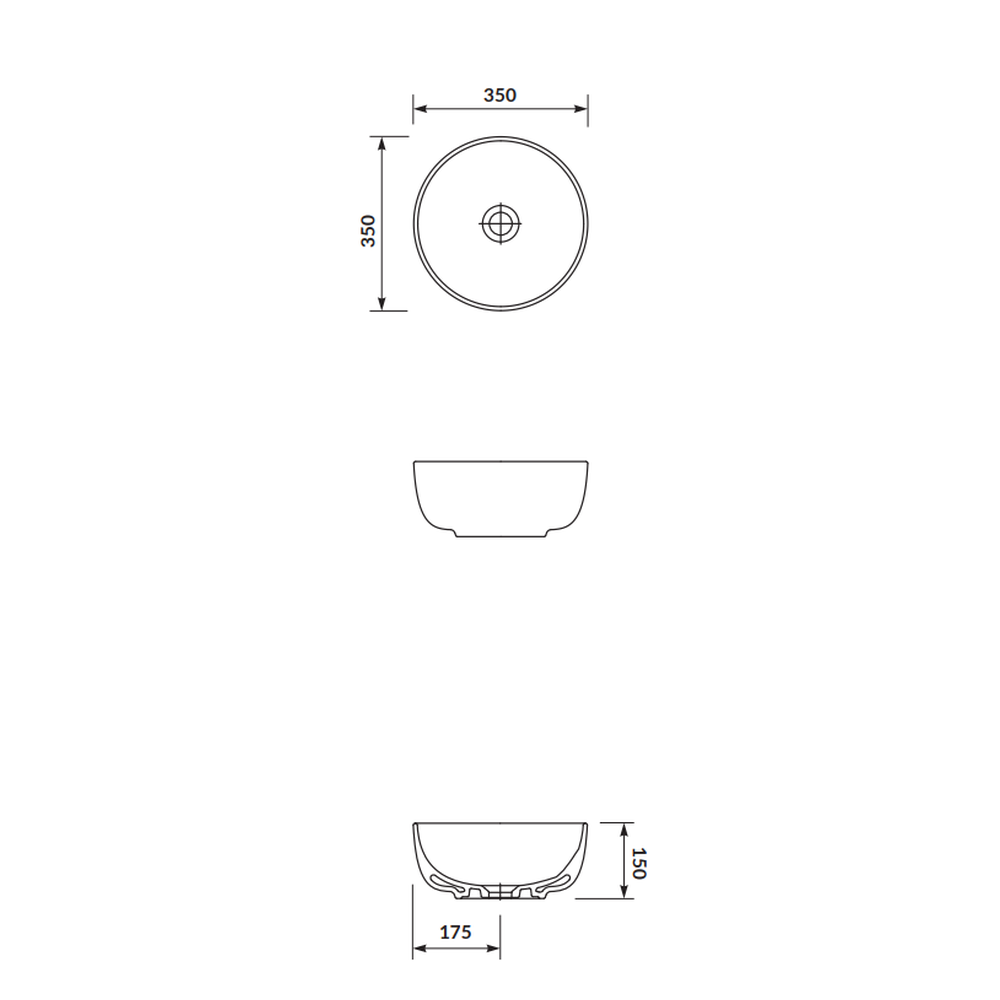 Lavoar pe blat alb 35 cm, rotund, Cersanit Moduo [3]