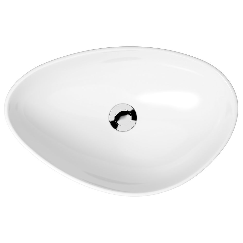 Lavoar pe blat alb lucios 55 cm, asimetric, Cersanit Moduo [2]