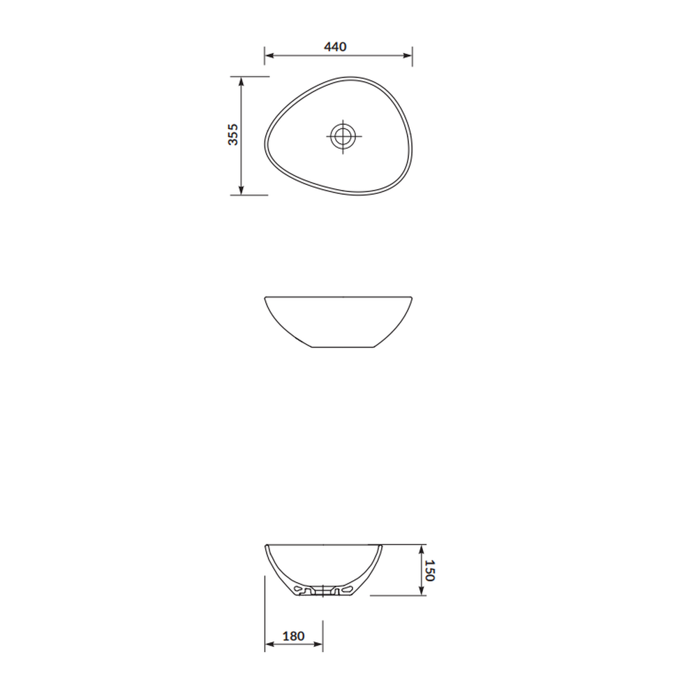 Lavoar pe blat antracit mat 45 cm, asimetric, Cersanit Moduo [3]