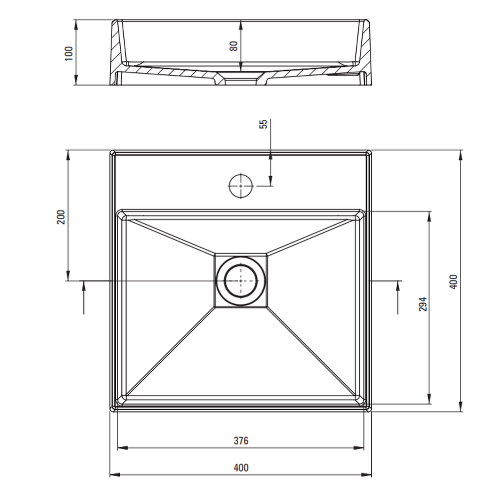 Lavoar pe blat compozit alb Deante Correo, patrat, 40 cm [3]
