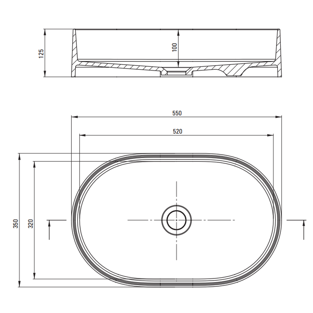 Lavoar pe blat compozit alb Deante Silia, oval, 55 cm [4]