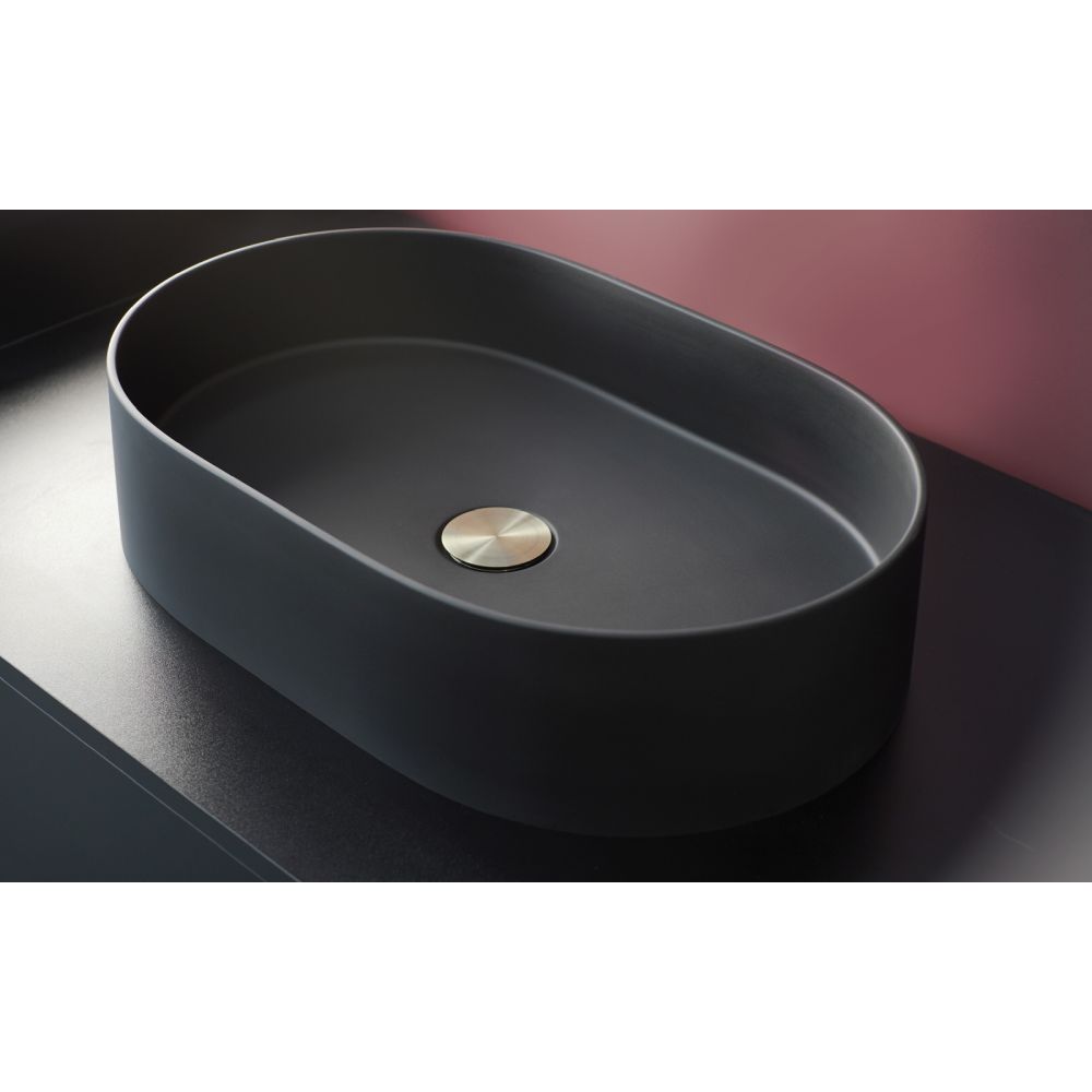 Lavoar pe blat compozit negru Deante Silia, oval, 55 cm [3]