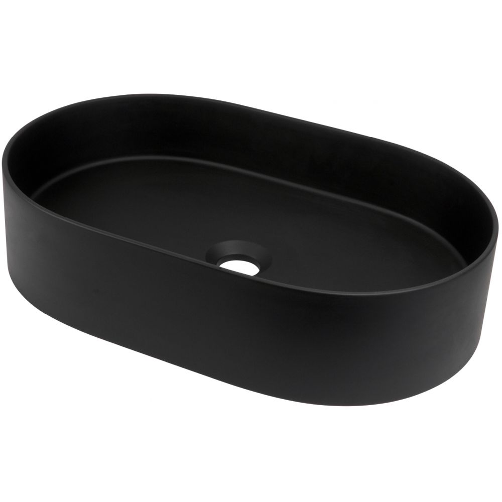 Lavoar pe blat compozit negru Deante Silia, oval, 55 cm