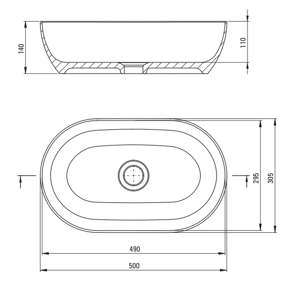 Lavoar pe blat Deante Peonia oval, alb lucios, 50 cm [4]