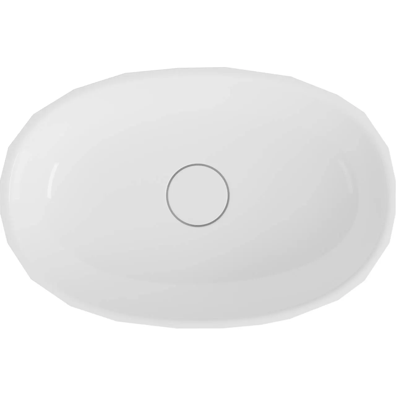 Lavoar pe blat din compozit alb lucios 56 cm, oval, 3D, Marmite Aruba [4]