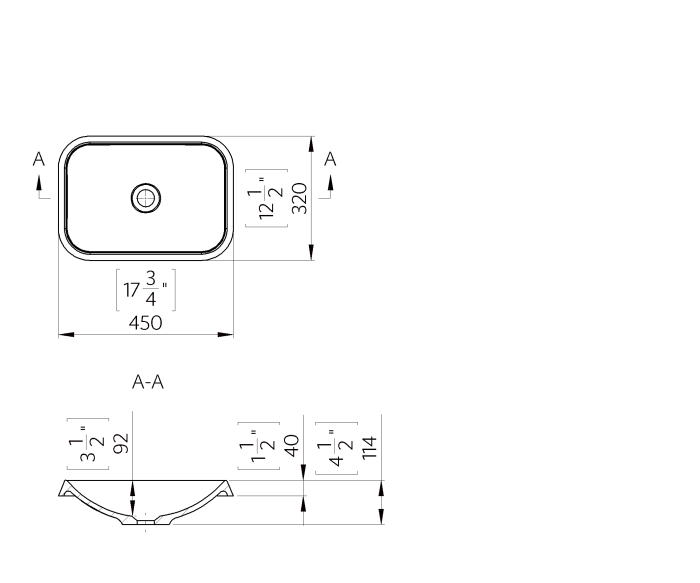 Lavoar pe blat, din compozit lucios, dreptunghiular, 45 x 32 cm, Foglia Opal [3]