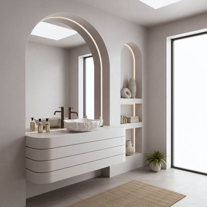 Lavoar baie 49x37 cm, asimetric, imitatie piatra, Rea Isla Shiro [9]