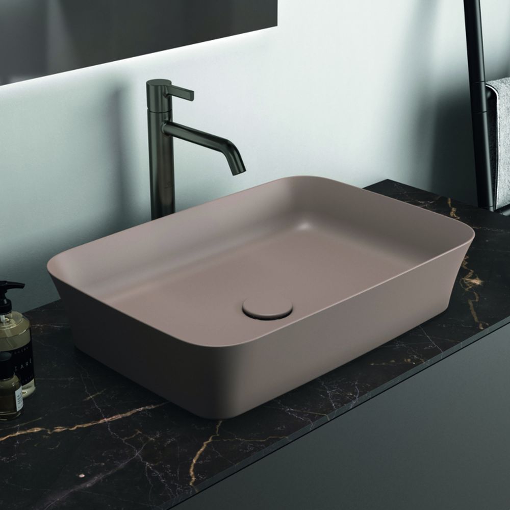 Lavoar pe blat maro lucios 55 cm, dreptunghiular, fara preaplin, Ideal Standard Ipalyss [7]