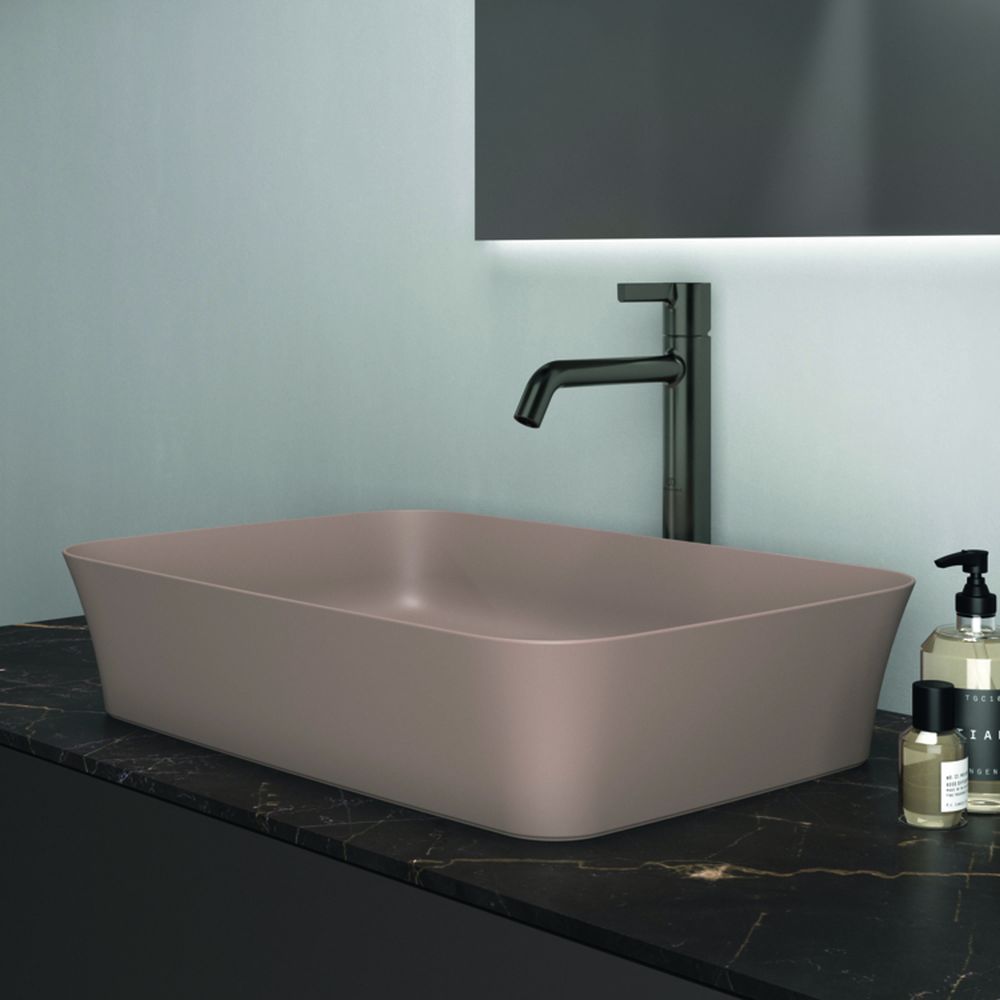 Lavoar pe blat maro lucios 55 cm, dreptunghiular, fara preaplin, Ideal Standard Ipalyss [6]