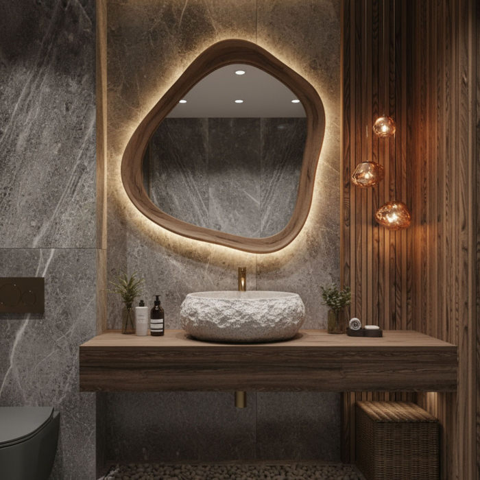 Lavoar pe blat, oval, imitatie piatra, Rea Mika [5]