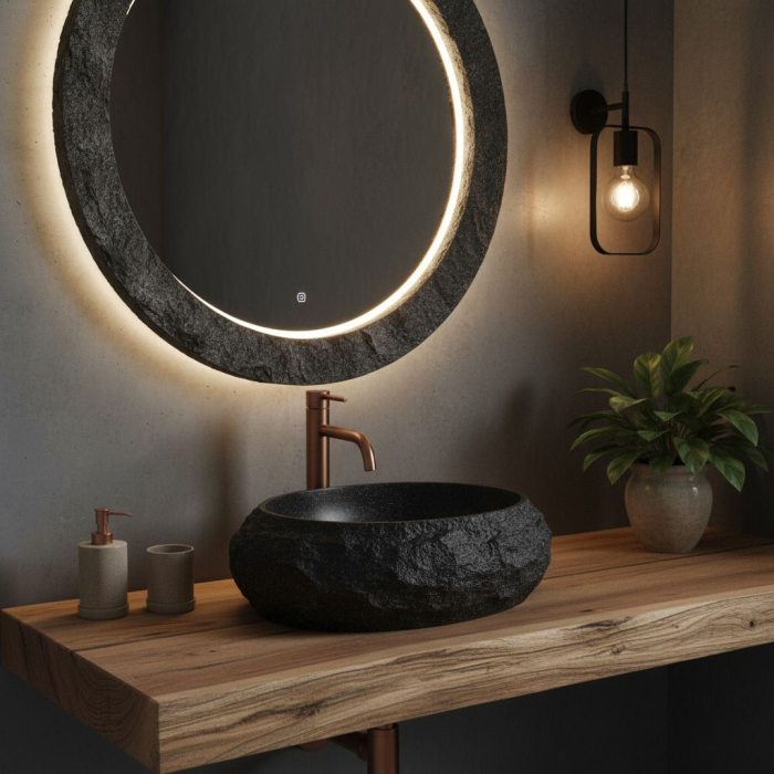 Lavoar baie cu montare pe blat 50 cm, negru mat, Rea Mika [4]