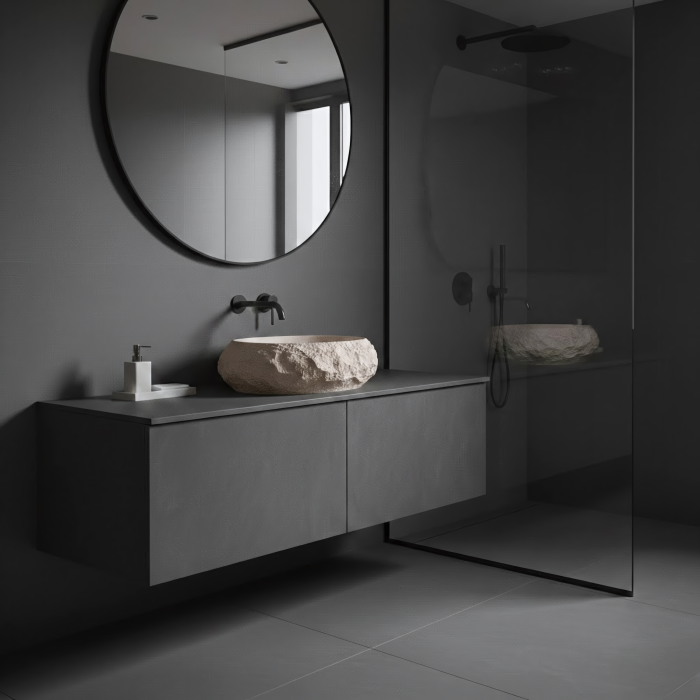 Lavoar baie 50x38 cm, oval, imitatie piatra, Rea Mika [8]