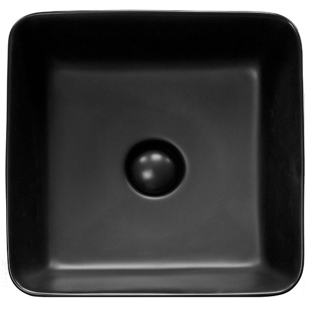 Lavoar pe blat negru mat 39 cm, patrat, ventil inclus, Fluminia My Black Box [3]