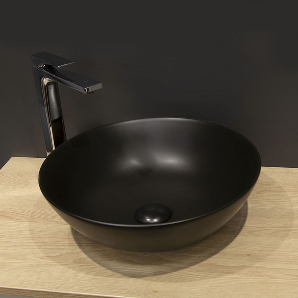 Lavoar pe blat negru mat 40 cm, rotund, Fluminia Sexy-Black [3]