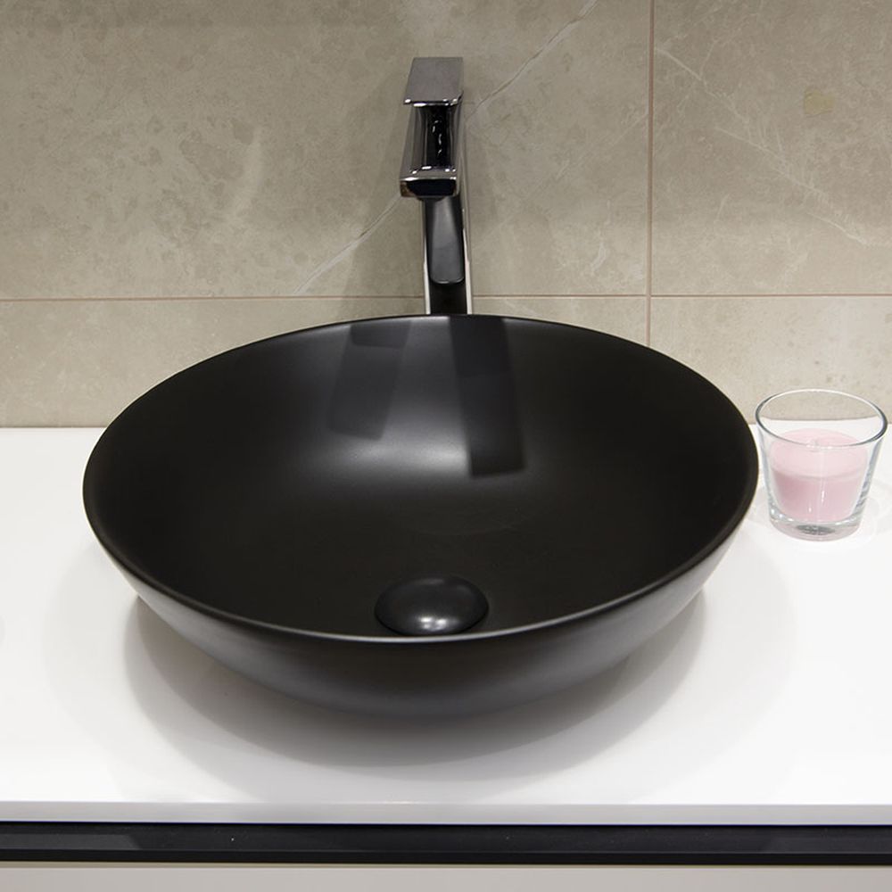 Lavoar pe blat negru mat 40 cm, rotund, Fluminia Sexy-Black [6]