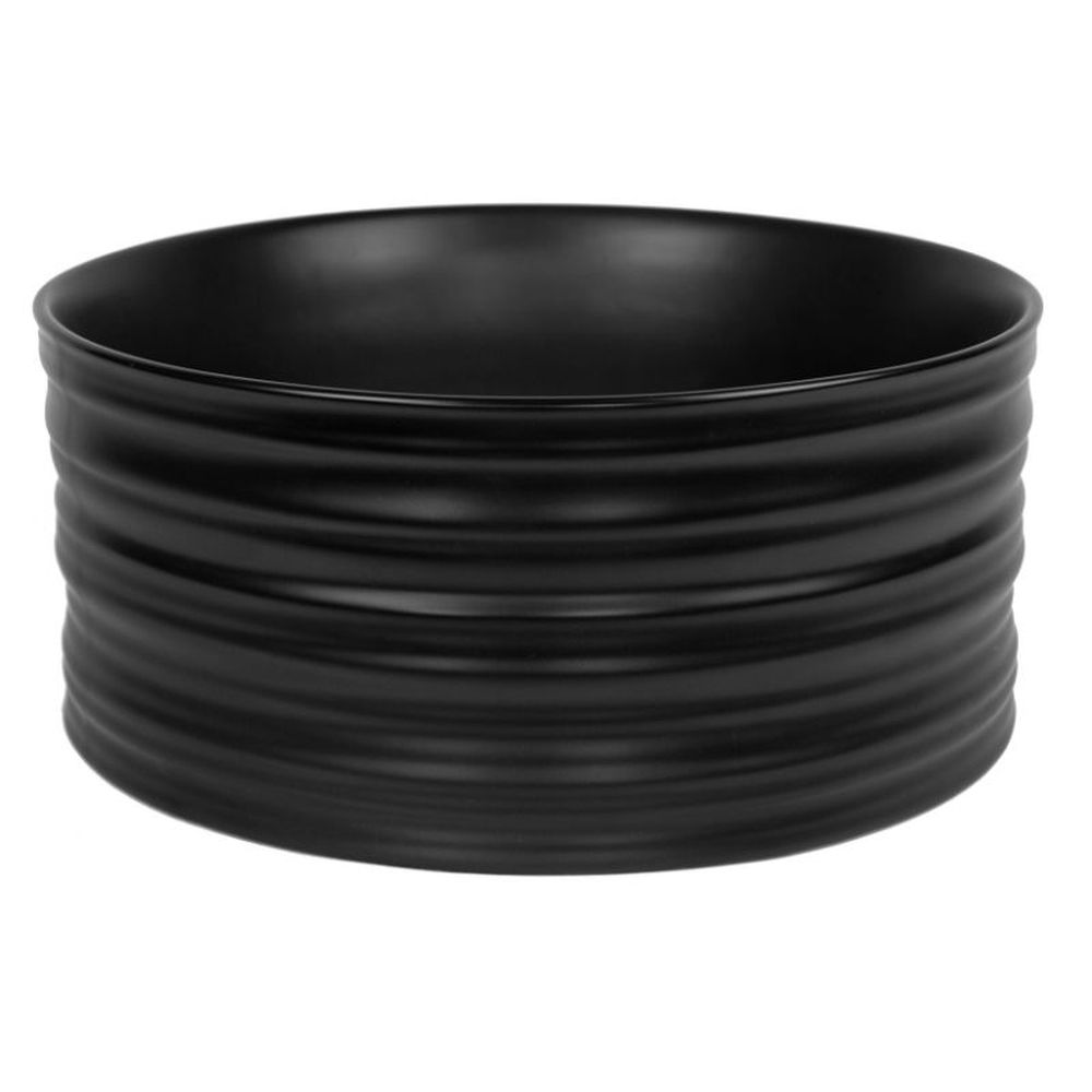 Lavoar pe blat negru mat 41 cm, rotund, ventil inclus, Fluminia My Black Circle [3]