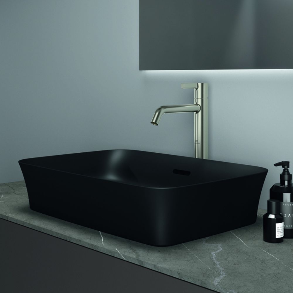 Lavoar pe blat negru mat 55 cm, dreptunghiular, cu preaplin, Ideal Standard Ipalyss [6]