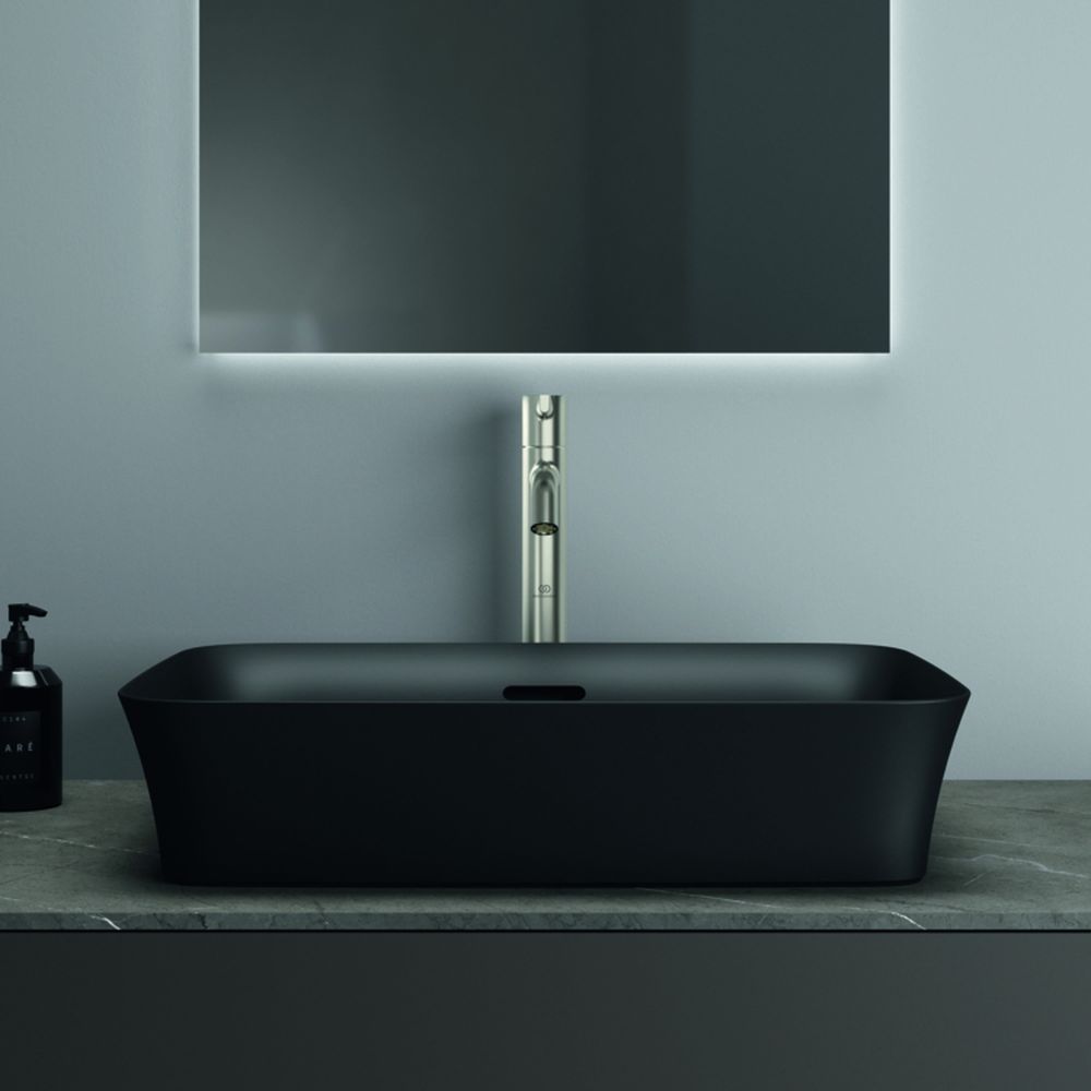 Lavoar pe blat negru mat 55 cm, dreptunghiular, cu preaplin, Ideal Standard Ipalyss [5]