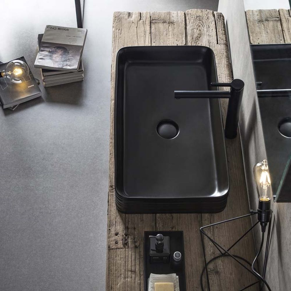 Lavoar pe blat negru mat 68 cm, dreptunghiular, Fluminia My Black Square [5]