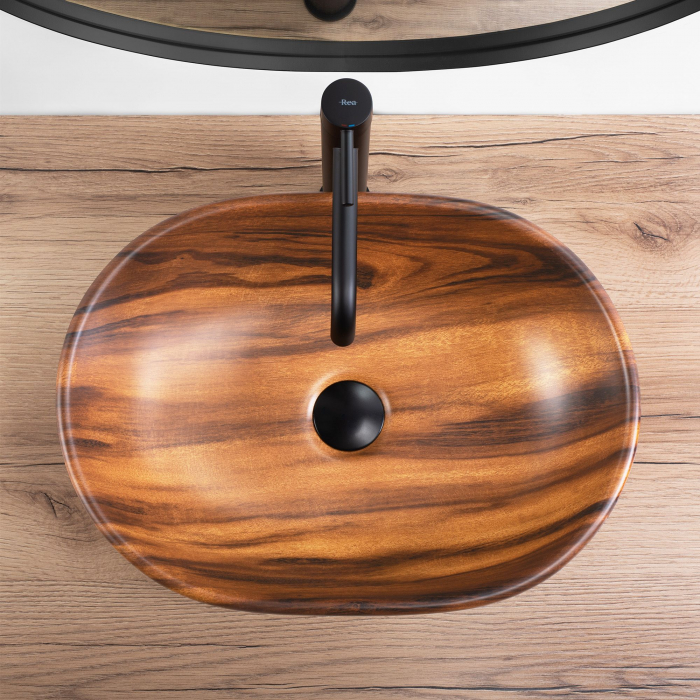 Lavoar baie maro mat, cu montaj pe blat, oval, Rea Amelia [4]