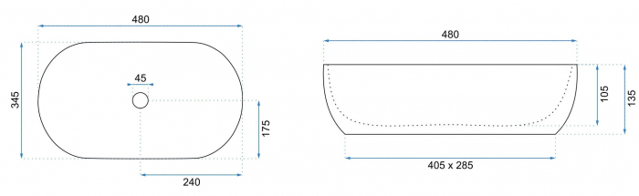 Lavoar baie maro mat, cu montaj pe blat, oval, Rea Amelia [5]
