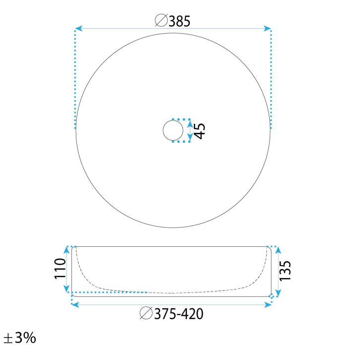 Lavoar baie 42 cm, alb lucios, rotund, Rea Anastazja [8]