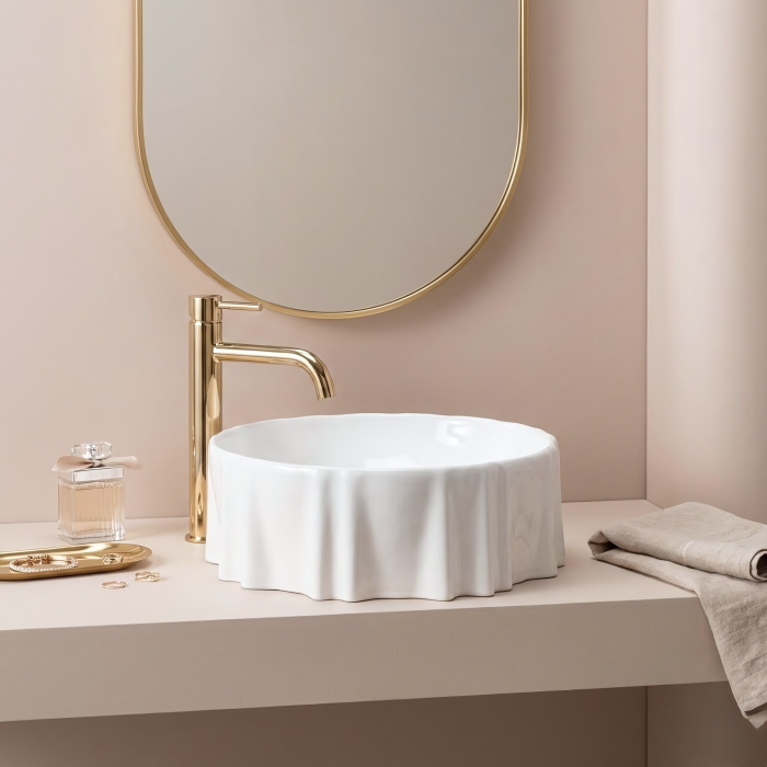 Lavoar baie 42 cm, alb lucios, rotund, Rea Anastazja [2]