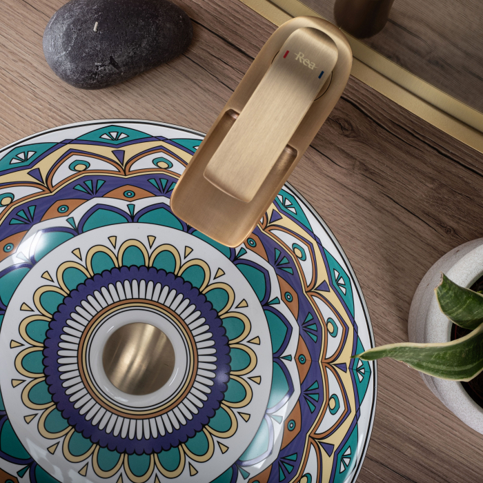 Lavoar pe blat multicolor, rotund, Rea Aztec [2]