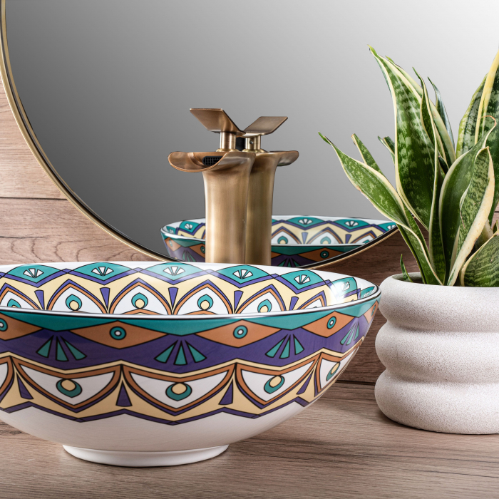 Lavoar pe blat multicolor, rotund, Rea Aztec [4]