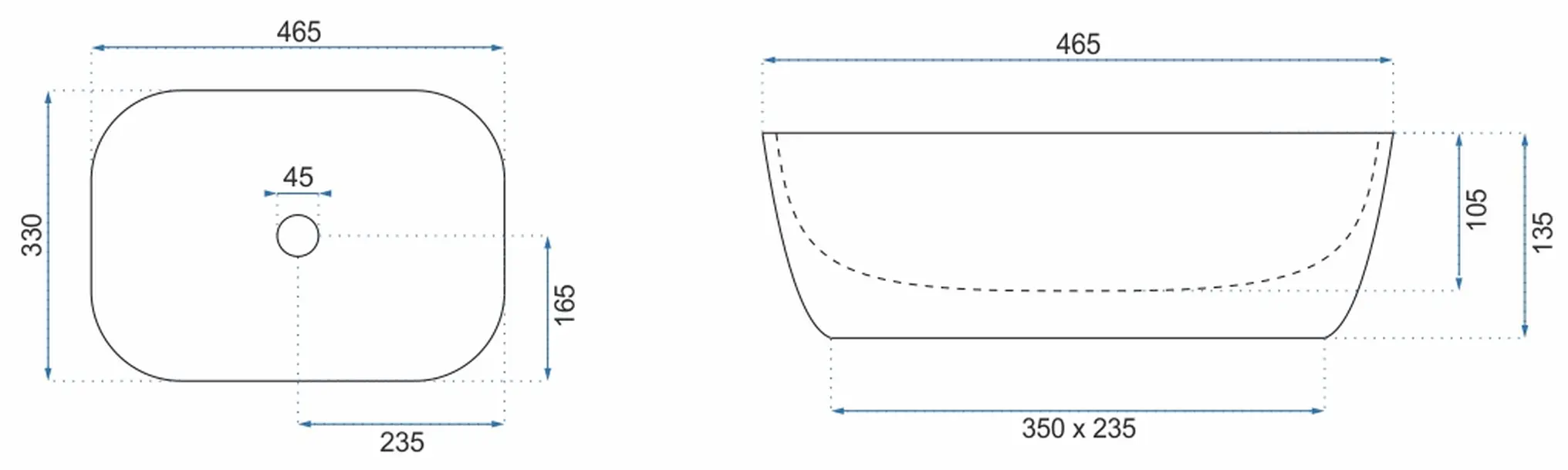 Lavoar dreptunghiular Rea Belinda, imitație piatră, 46,5 x 33 cm [5]