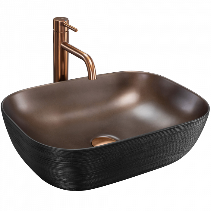 Lavoar pe blat dreptunghiular, negru/cupru 46 cm, Rea Belinda [1]