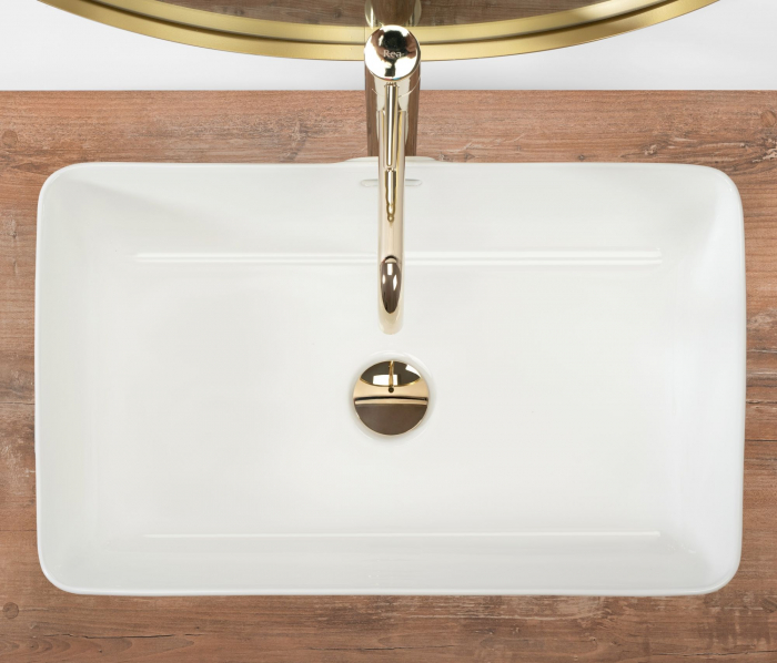 Lavoar dreptunghiular Rea Berta, alb, ceramică lucioasă, 56 x 35,5 cm [5]