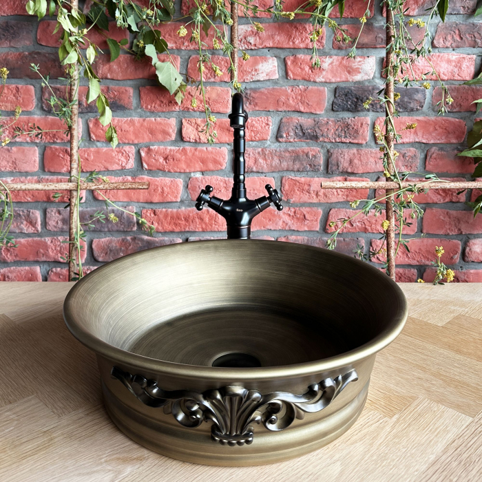 Lavoar pe blat cupru periat, rotund 43,5 cm, Rea Betty [2]