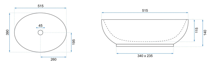 Lavoar baie 51x39 cm, oval, maro, Rea Carola Ombre [8]