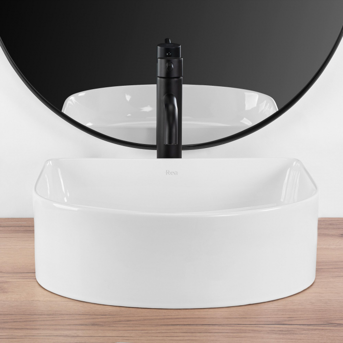 Lavoar pe blat alb lucios, forma semicirculara 40 cm, Rea Clara [4]