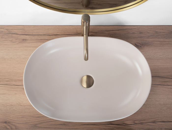 Lavoar cu montare pe blat 61 cm, bej mat, oval, Rea Cleo [3]