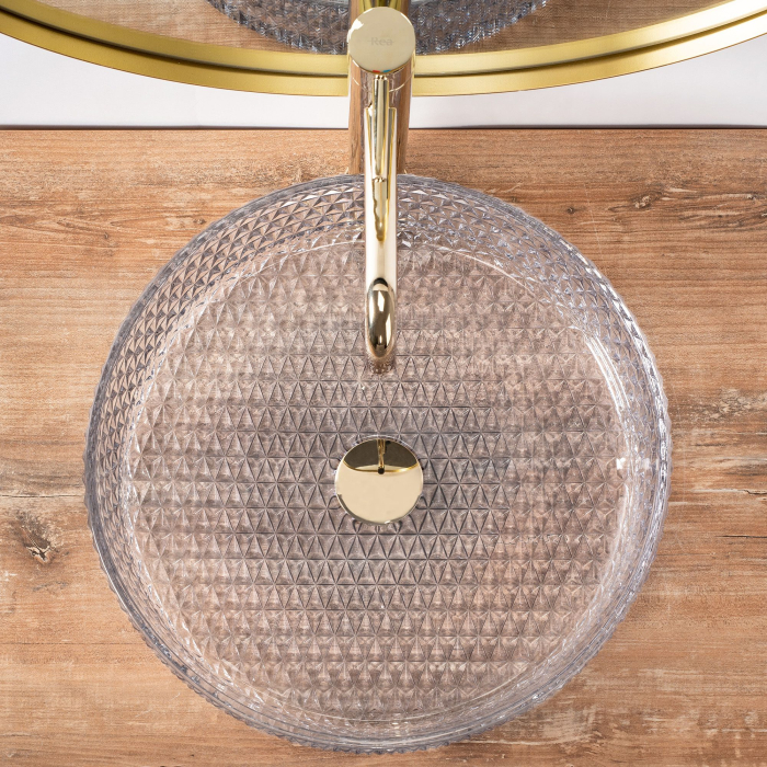 Lavoar cu montare pe blat 39 cm, transparent finisaj lucios, Rea Cristal [5]