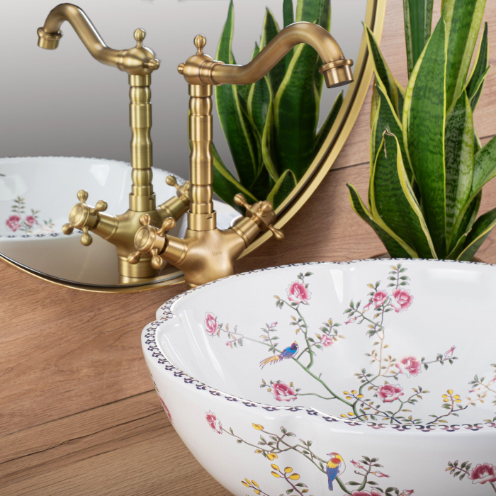 Lavoar pe blat cu un design floral, rotund, Rea Felicia [3]
