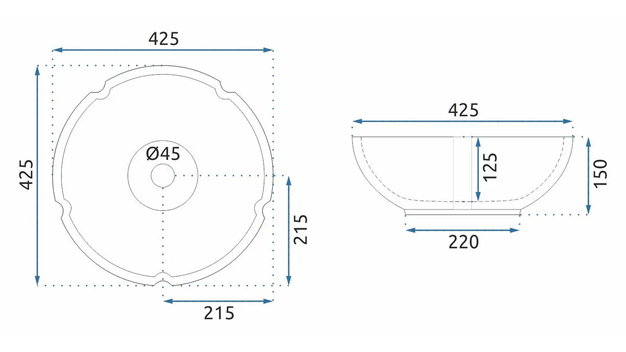 Lavoar pe blat cu un design floral, rotund, Rea Felicia [4]