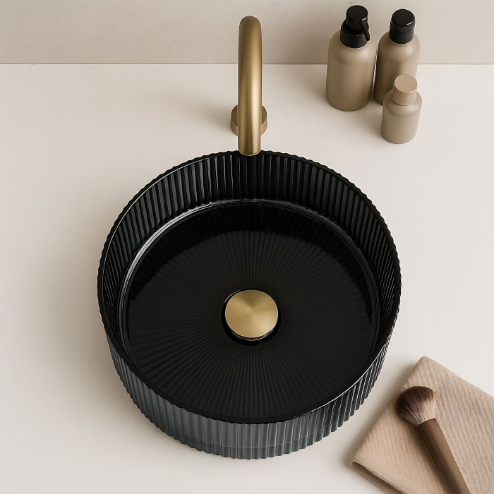 Lavoar cu montare pe blat 36 cm, negru, rotund, Rea Ingrid [3]