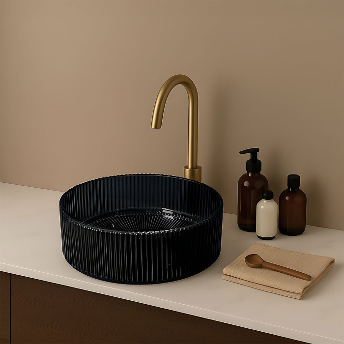 Lavoar cu montare pe blat 36 cm, negru, rotund, Rea Ingrid [2]