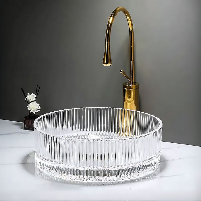 Lavoar cu montare pe blat 36 cm, transparent, rotund, Rea Ingrid [4]