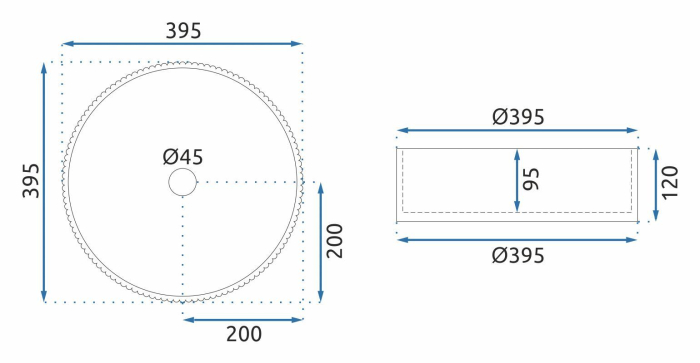 Lavoar cu montare pe blat 39 cm, gri transparent cu exterior canelat si finisaj lucios, rotund, Rea Ingrid [5]