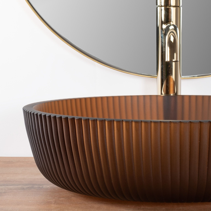 Lavoar baie cu montare pe blat 42 cm, maro mat, Rea Jodi [2]