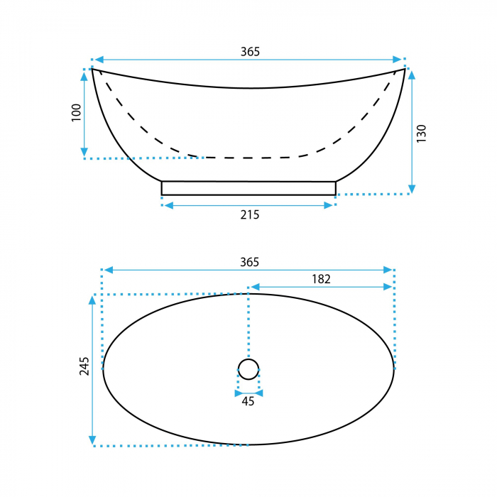 Lavoar pe blat alb lucios, oval 36 cm, Rea Kate [6]
