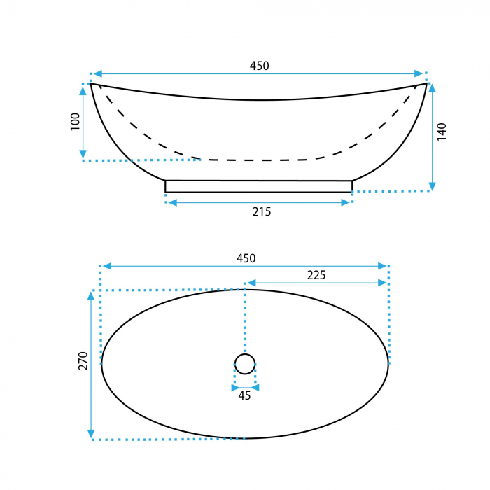 Lavoar pe blat alb lucios, oval 45 cm, Rea Kate [6]