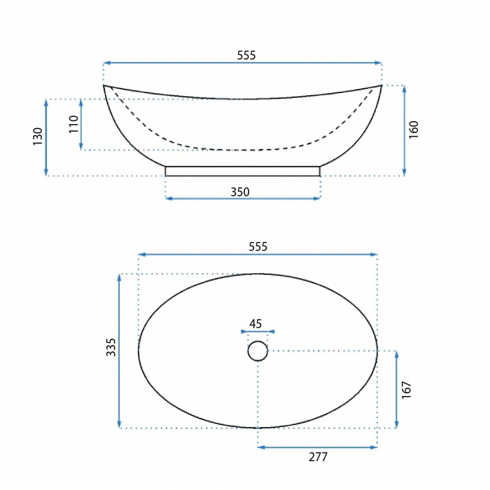 Lavoar pe blat alb lucios, oval 55 cm, Rea Kate [6]