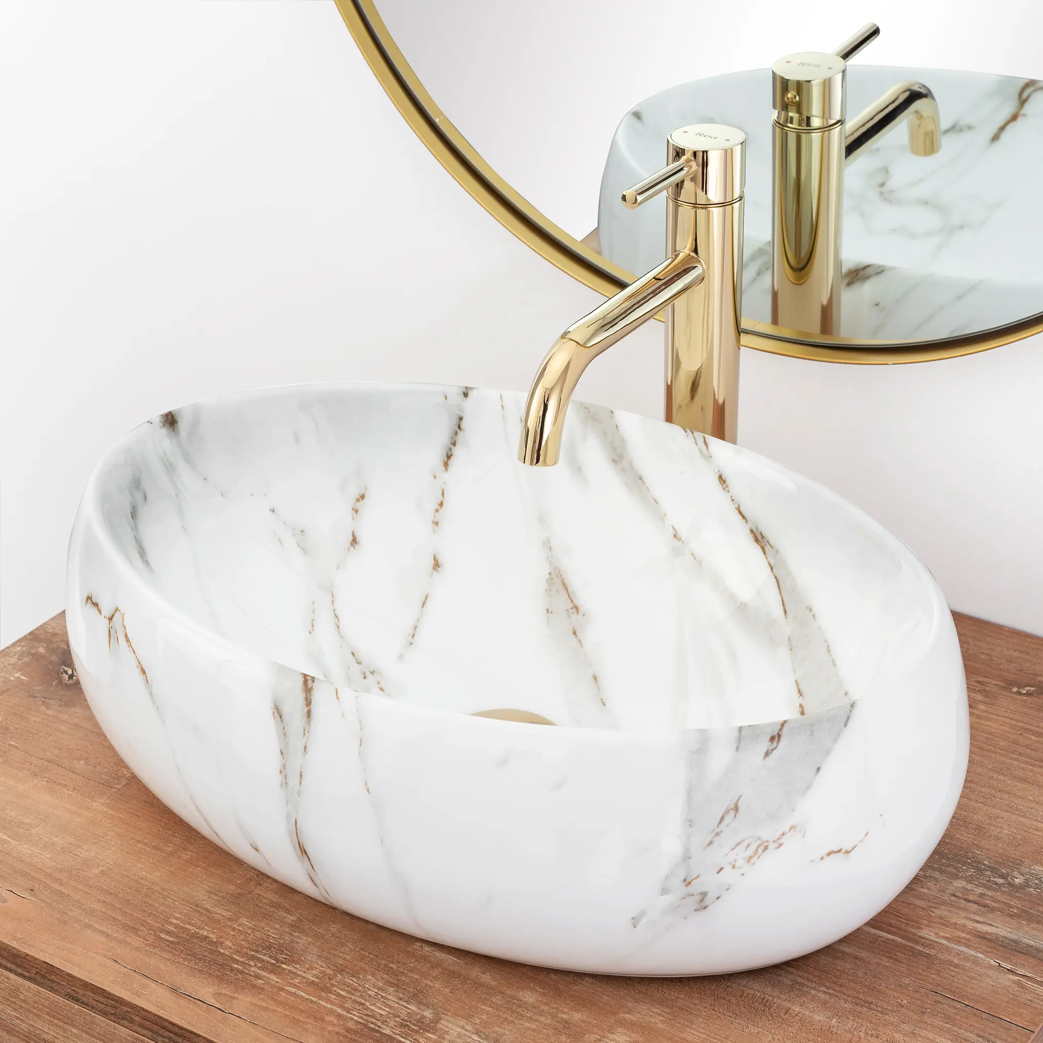 Lavoar oval Rea Linda,  imitație piatră, 48,5 x 34 cm [4]